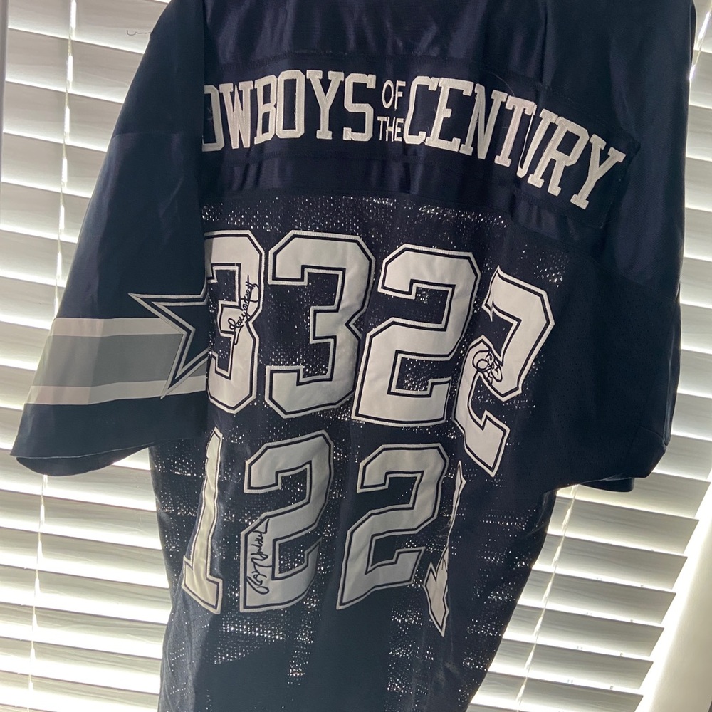 Vintage Mitchell & Ness Navy & White Throwbacks Patch Dallas Jersey 2004